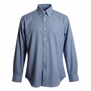 Arrow men's wrinkle free blue white plaid button down dress shirt size 34-35 M